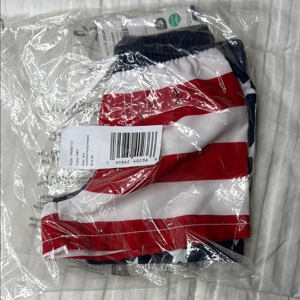 Carter's Red and White Striped Swim Trunks